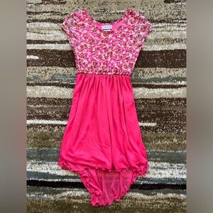 Girls Pink Floral High-Low Summer Dress